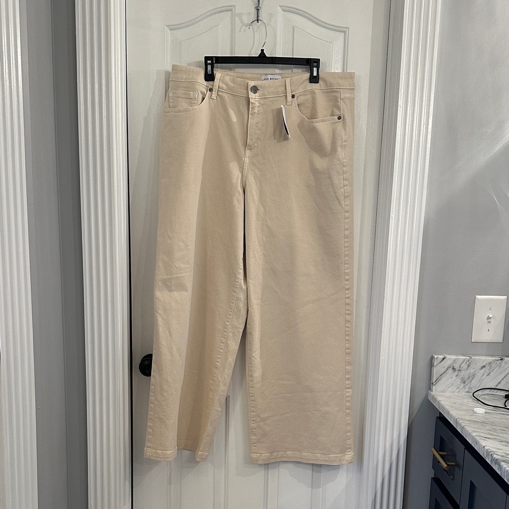Lane Bryant Cream Wide Leg Jeans